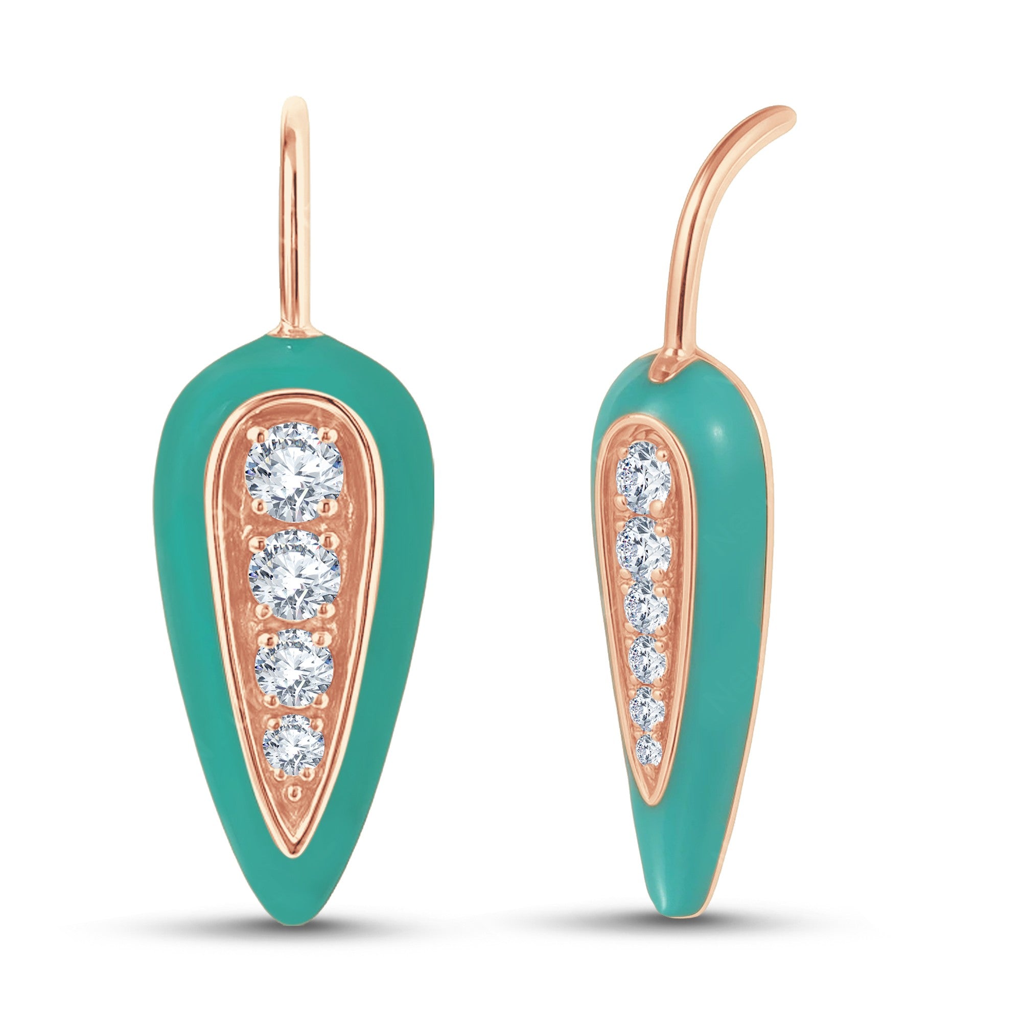 The Lab Diamond Inlay Drop Earrings | 0.35 CTW Geometric Enamel by Grownń Diva