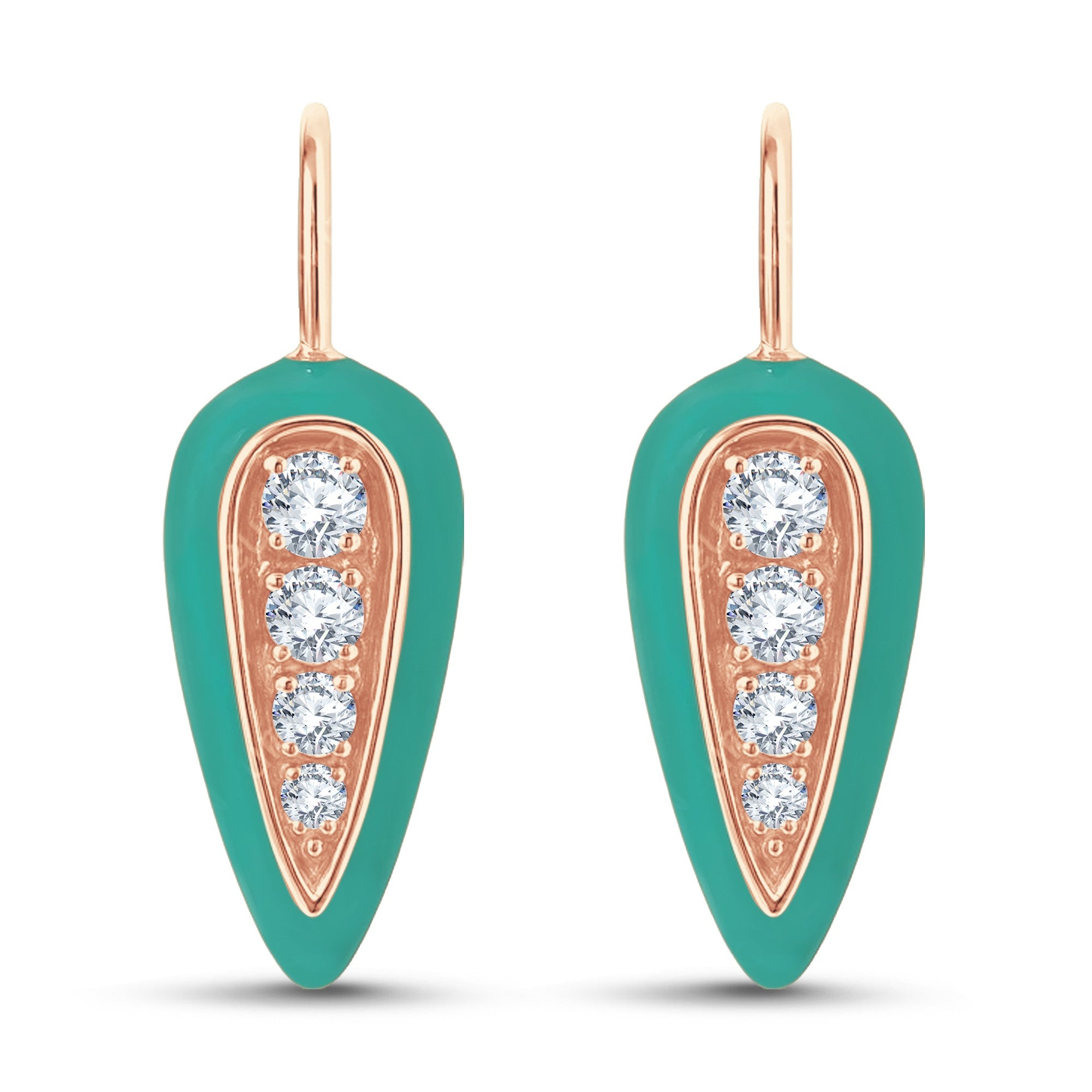 The Lab Diamond Inlay Drop Earrings | 0.35 CTW Geometric Enamel by Grownń Diva
