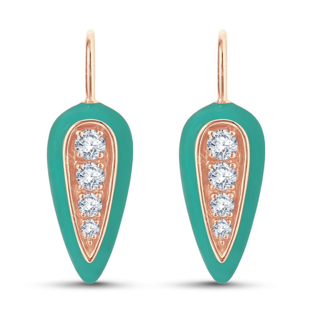 The Lab Diamond Inlay Drop Earrings | 0.35 CTW Geometric Enamel by Grownń Diva