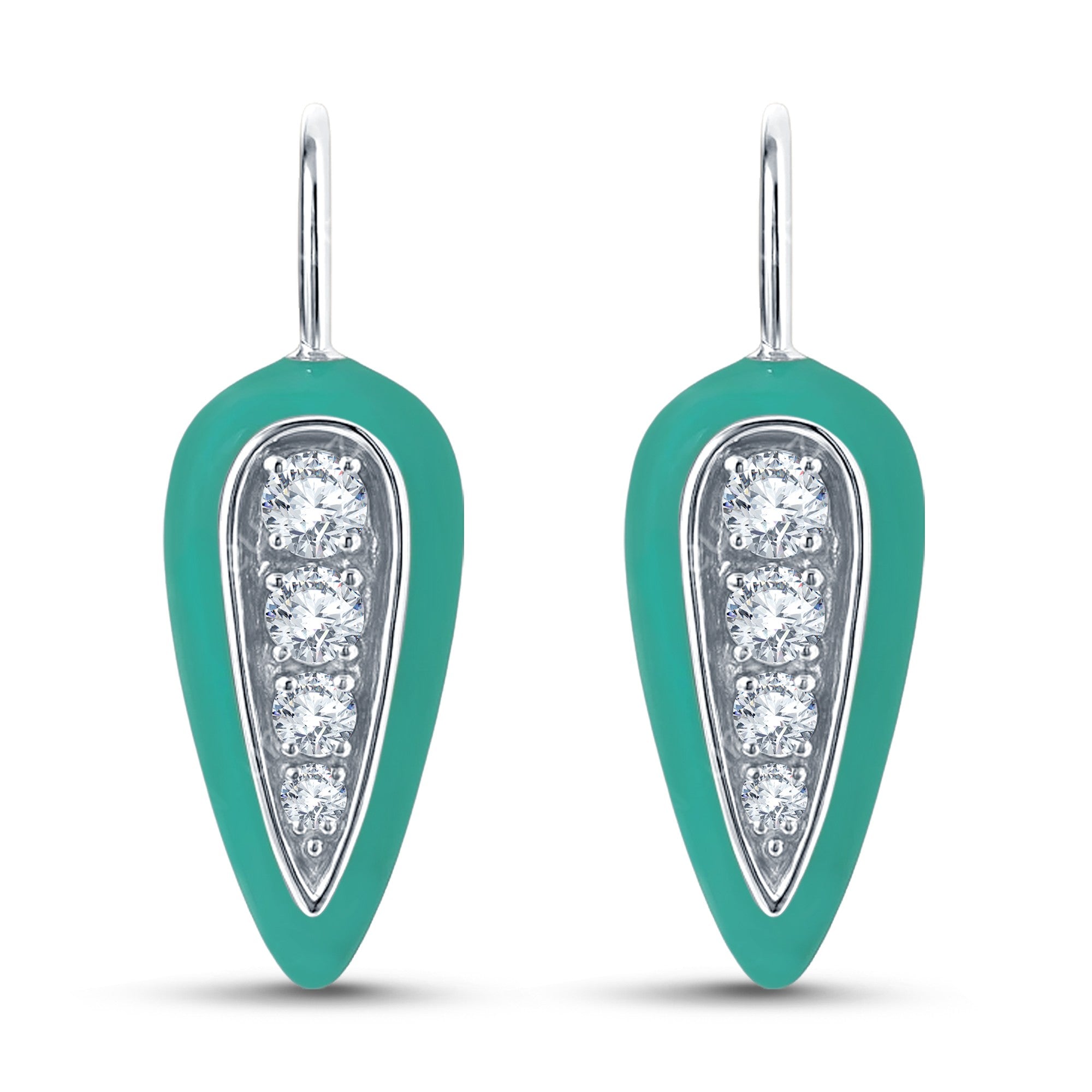 The Lab Diamond Inlay Drop Earrings | 0.35 CTW Geometric Enamel by Grownń Diva