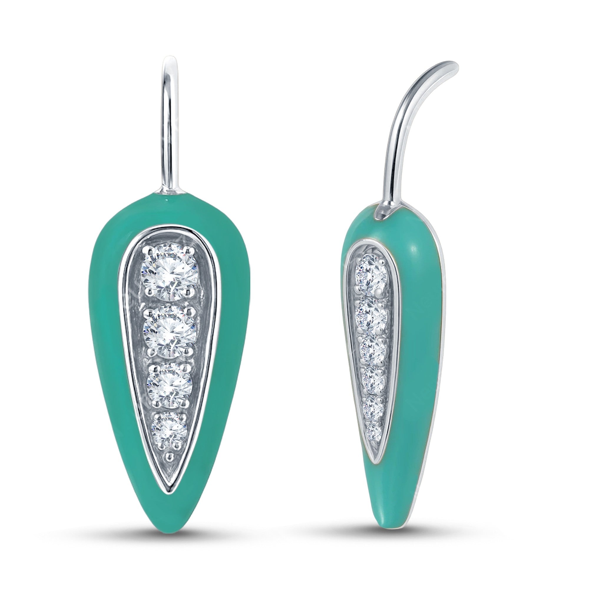 The Lab Diamond Inlay Drop Earrings | 0.35 CTW Geometric Enamel by Grownń Diva