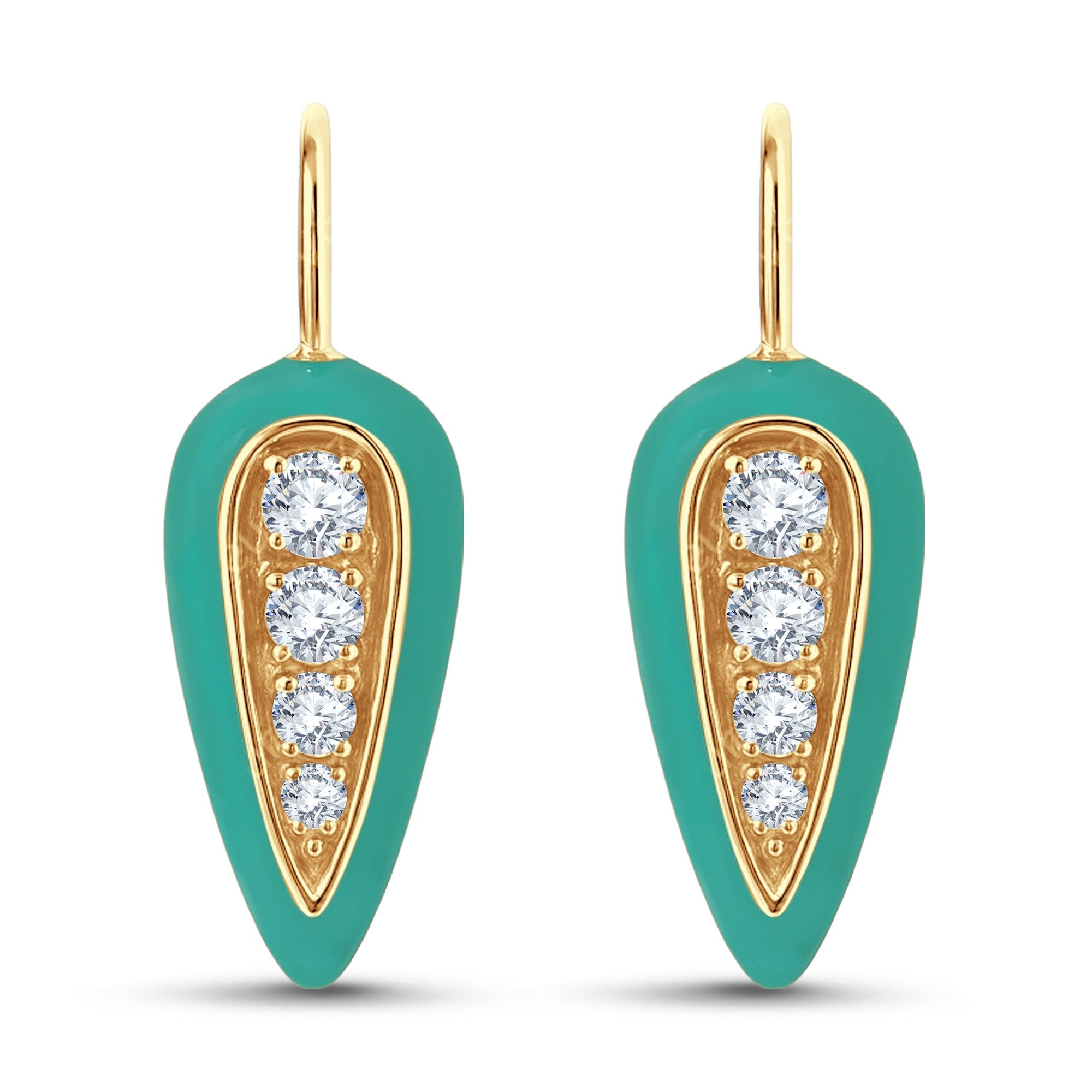 The Lab Diamond Inlay Drop Earrings | 0.35 CTW Geometric Enamel by Grownń Diva