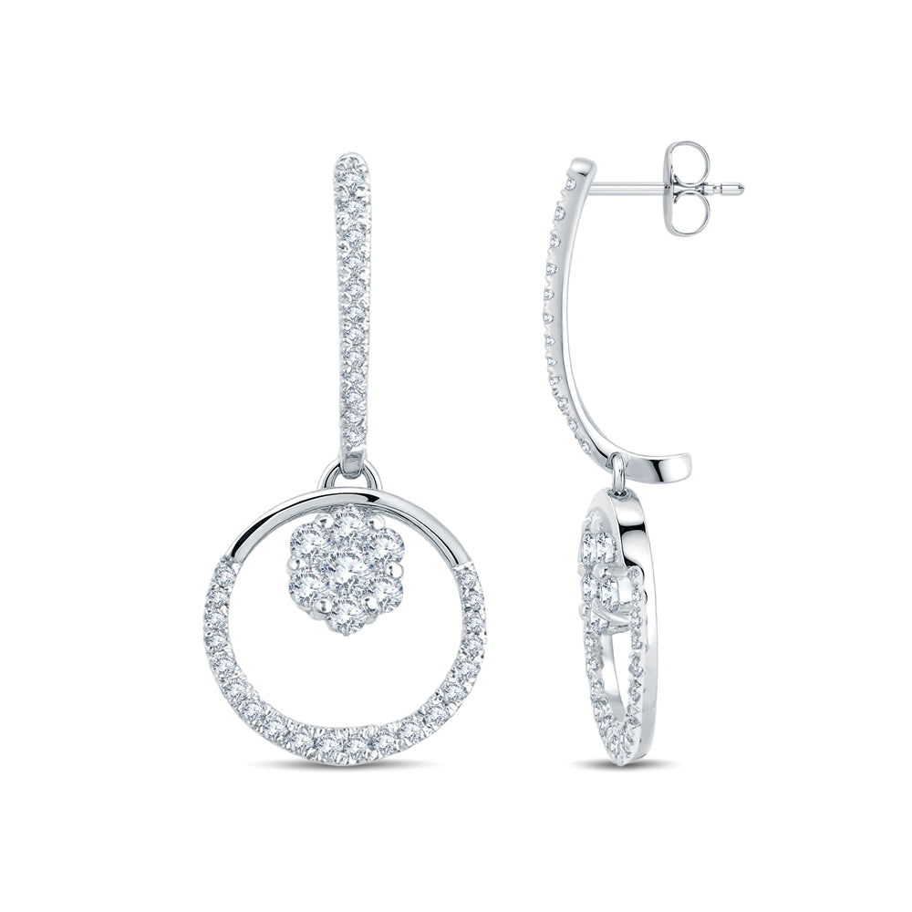 Elegant 0.98ct Lab-Grown Diamond Drop Earrings in 18K Tri-Tone Gold Vermeil