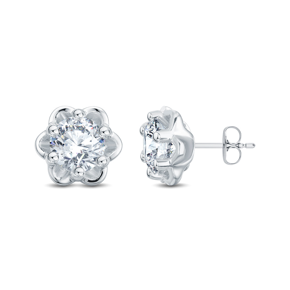 Rose Solitaire Diamond Stud Earrings | 0.50 Ct | 18K Gold Vermeil | Grownń Diva