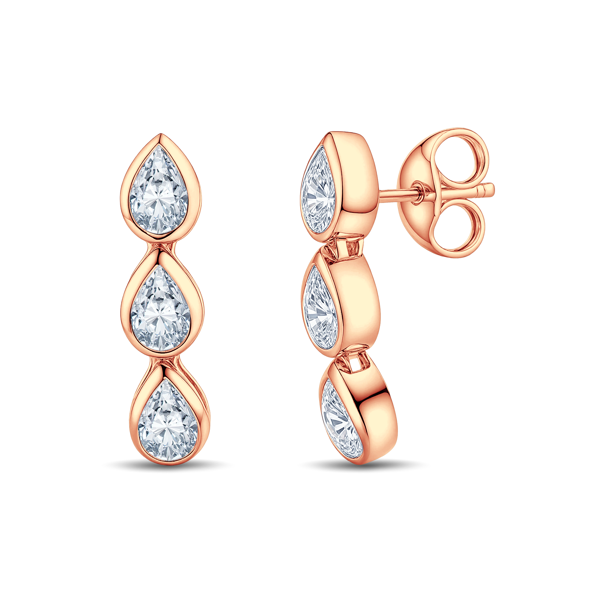 GrownńDiva 2.40ctw Lab Diamond Pear Drop Earrings in 18K Gold Vermeil | 925 Silver