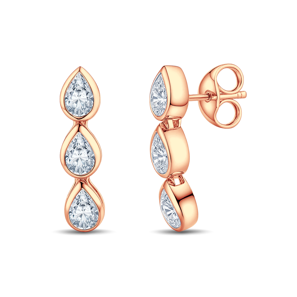 GrownńDiva 2.40ctw Lab Diamond Pear Drop Earrings in 18K Gold Vermeil | 925 Silver