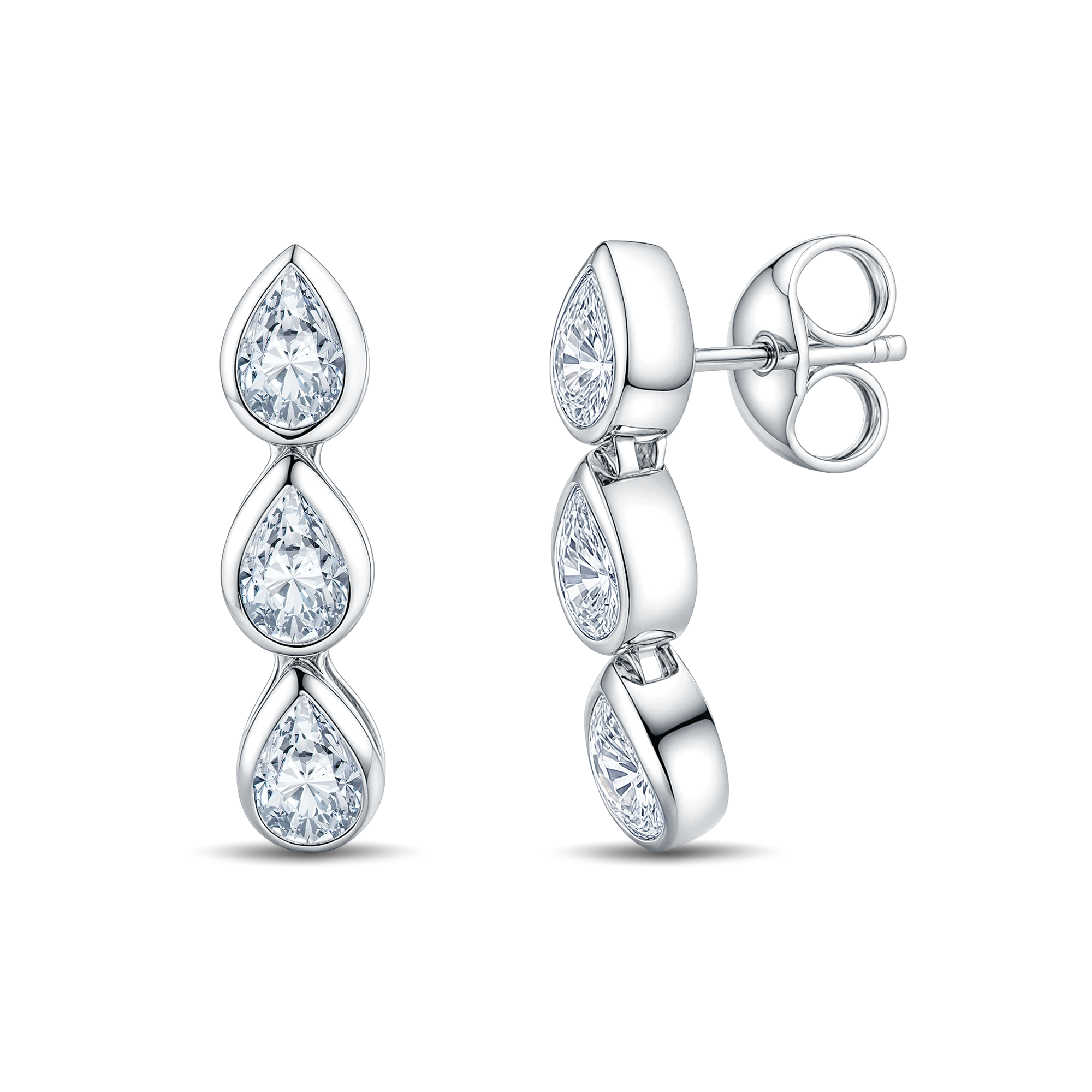 GrownńDiva 2.40ctw Lab Diamond Pear Drop Earrings in 18K Gold Vermeil | 925 Silver