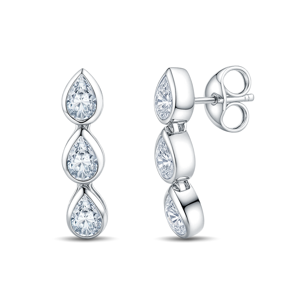 GrownńDiva 2.40ctw Lab Diamond Pear Drop Earrings in 18K Gold Vermeil | 925 Silver