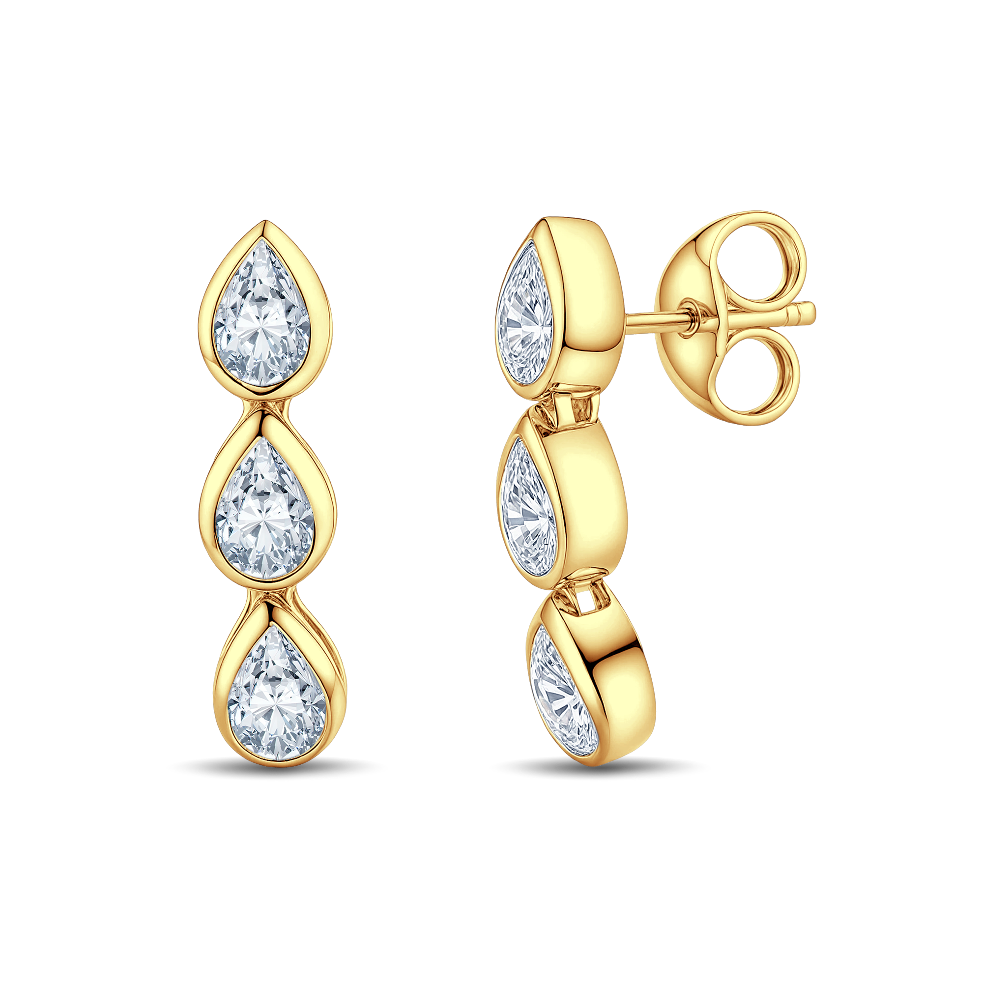 GrownńDiva 2.40ctw Lab Diamond Pear Drop Earrings in 18K Gold Vermeil | 925 Silver