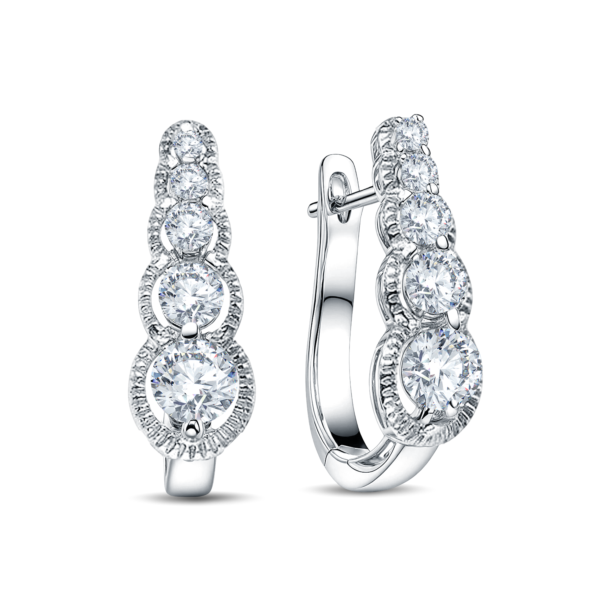 Luxury Graduated Lab Diamond Huggie Earrings | 1.80 Cts Total by GrownńDiva