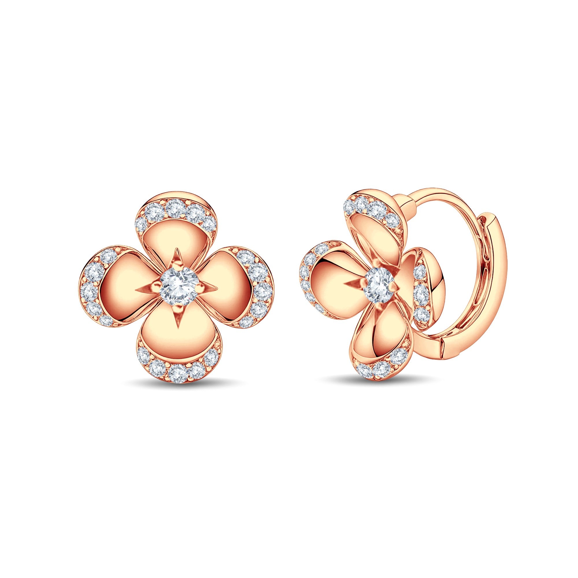 The Sparkling Clover Huggies: 0.52ct Lab Diamond 18kt Gold Vermeil by GrownńDiva