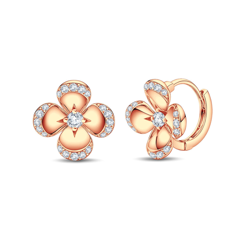 The Sparkling Clover Huggies: 0.52ct Lab Diamond 18kt Gold Vermeil by GrownńDiva