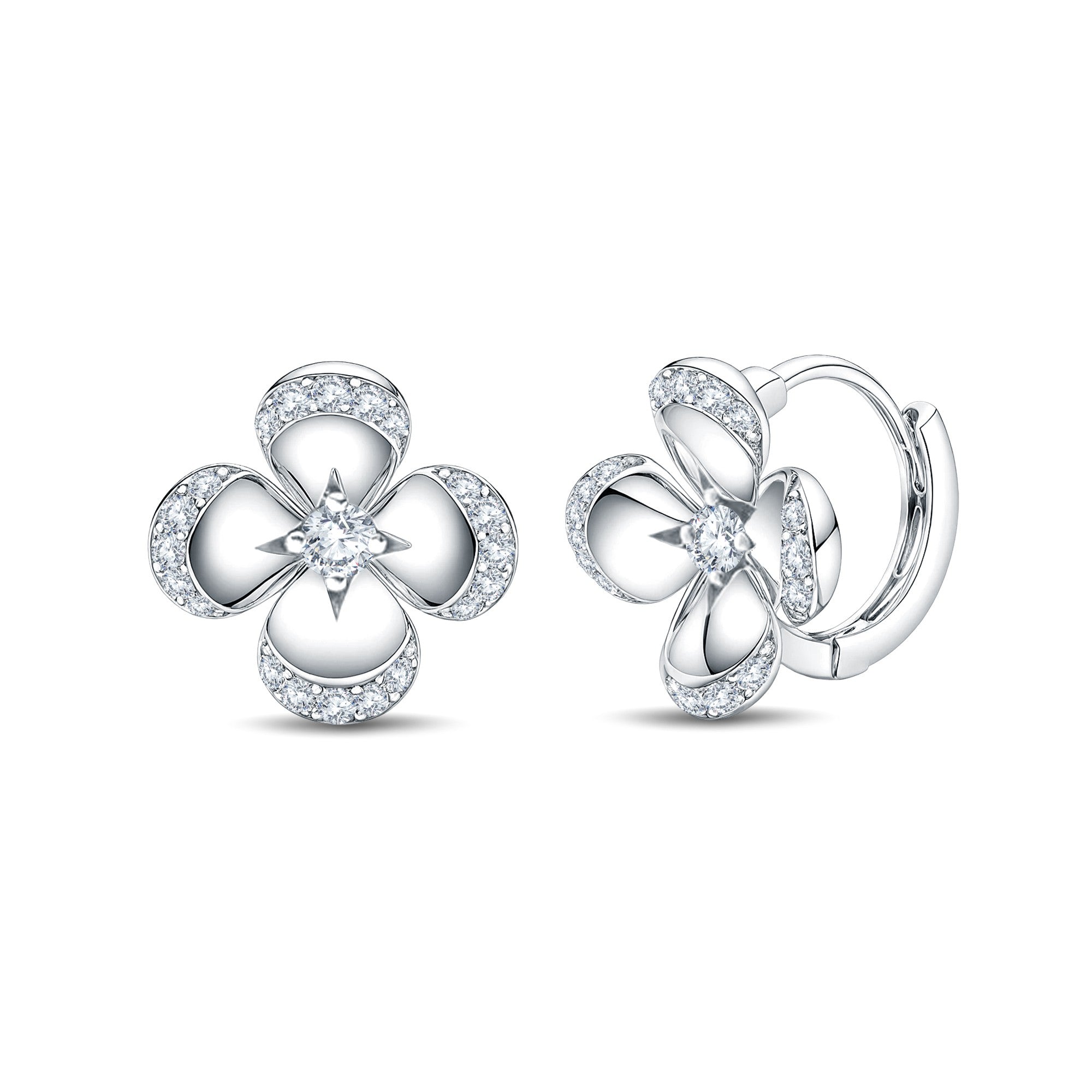The Sparkling Clover Huggies: 0.52ct Lab Diamond 18kt Gold Vermeil by GrownńDiva