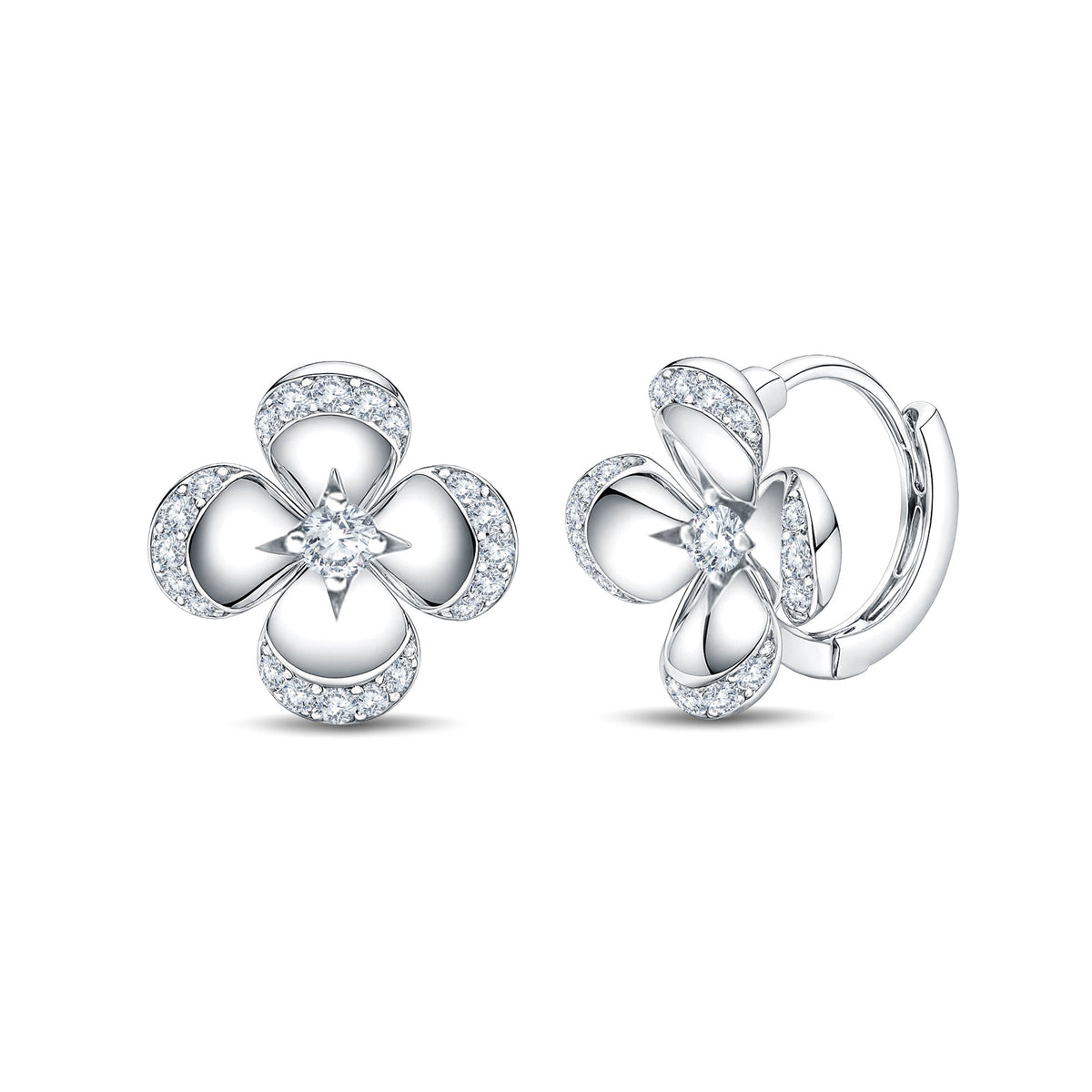 The Sparkling Clover Huggies: 0.52ct Lab Diamond 18kt Gold Vermeil by GrownnDiva