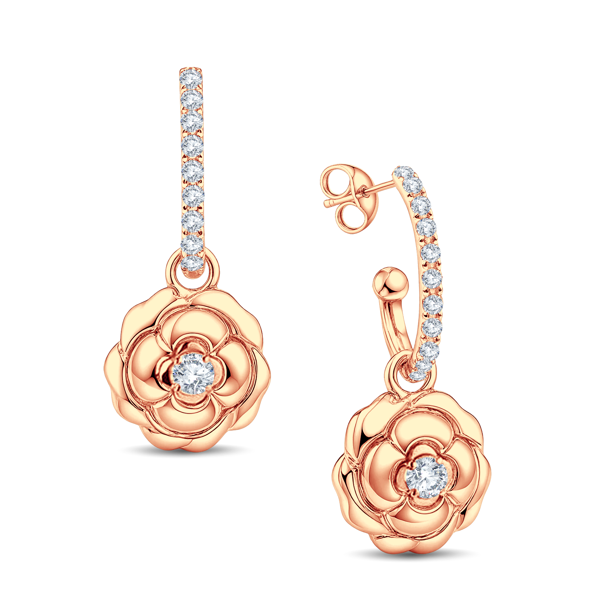 The Rose Bloom Drop: 0.64ct Lab Diamond Pave Hoop by GrownńDiva