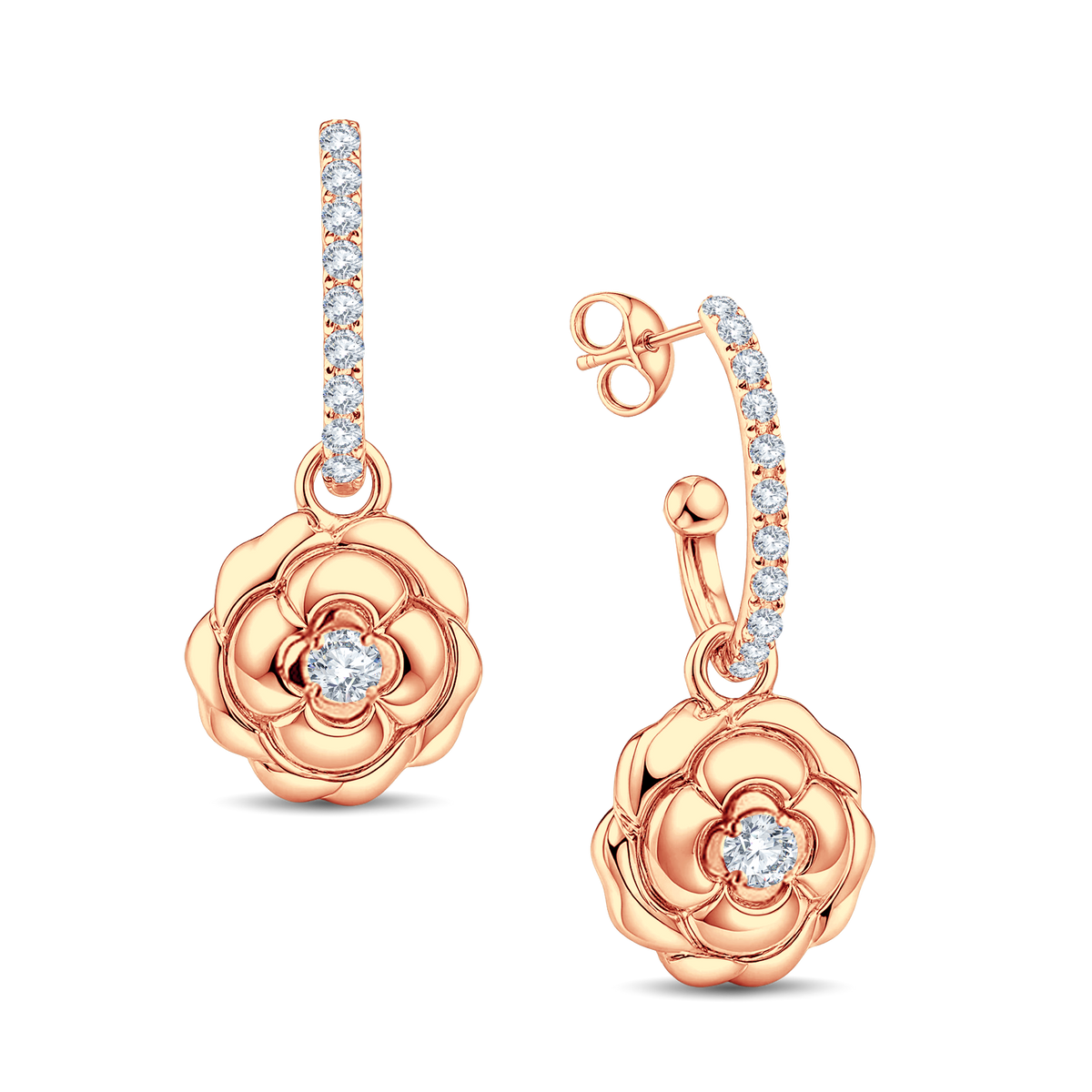 The Rose Bloom Drop: 0.64ct Lab Diamond Pave Hoop by GrownnDiva