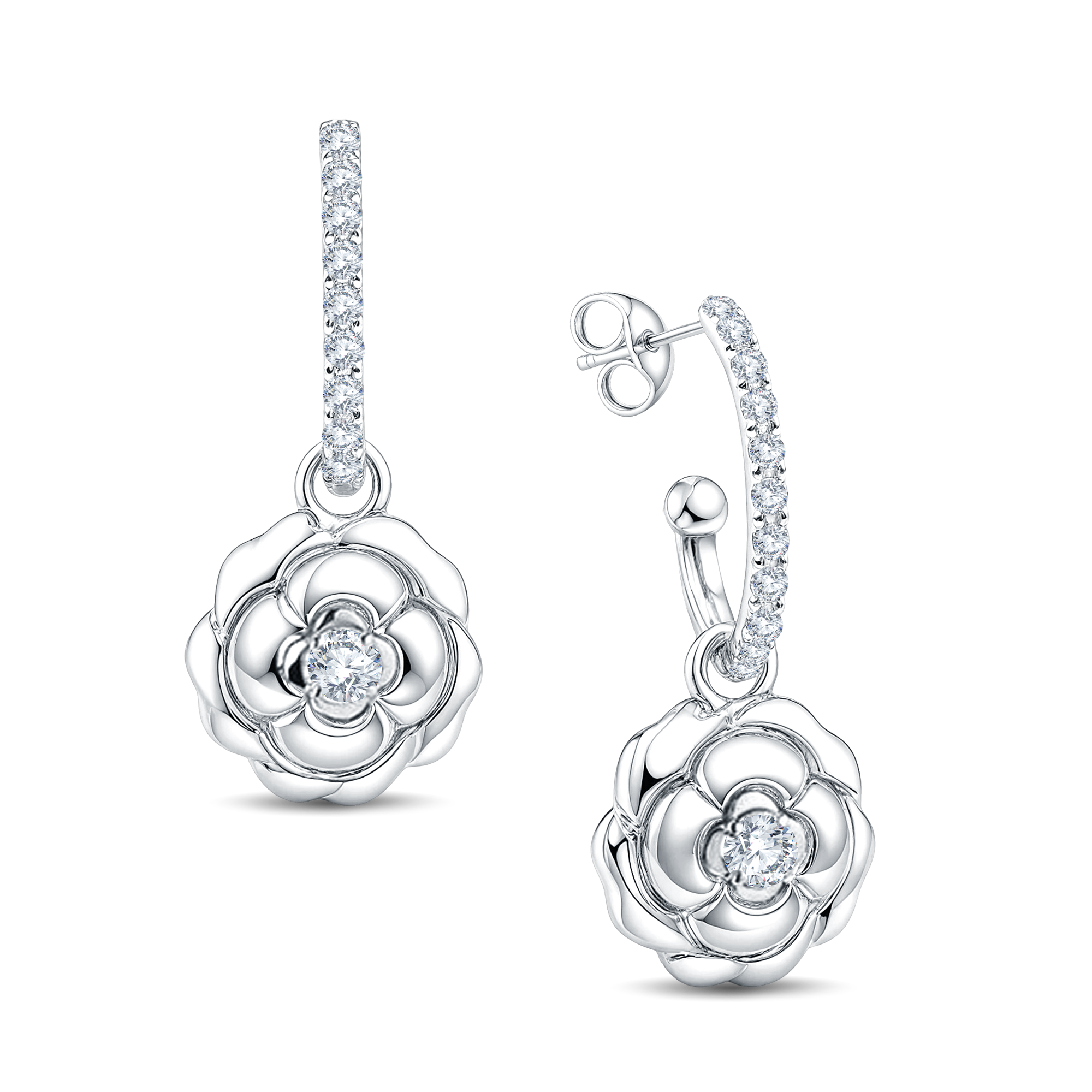 The Rose Bloom Drop: 0.64ct Lab Diamond Pave Hoop by GrownńDiva