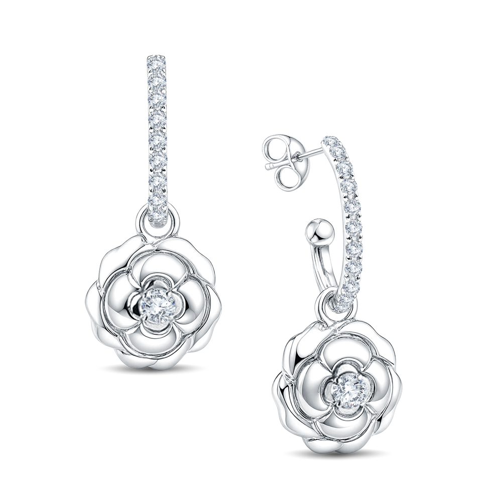 The Rose Bloom Drop: 0.64ct Lab Diamond Pave Hoop by GrownńDiva