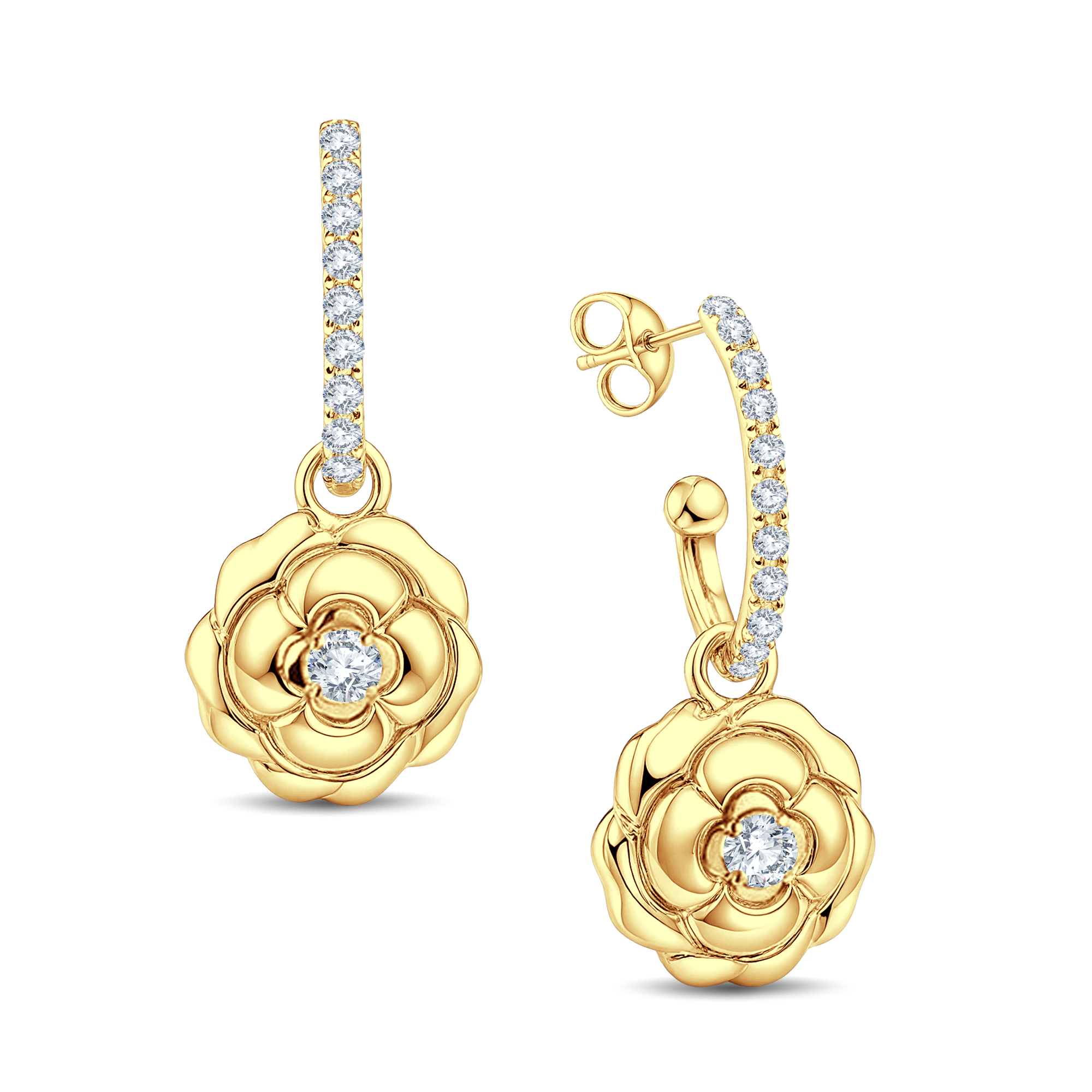 The Rose Bloom Drop: 0.64ct Lab Diamond Pave Hoop by GrownńDiva