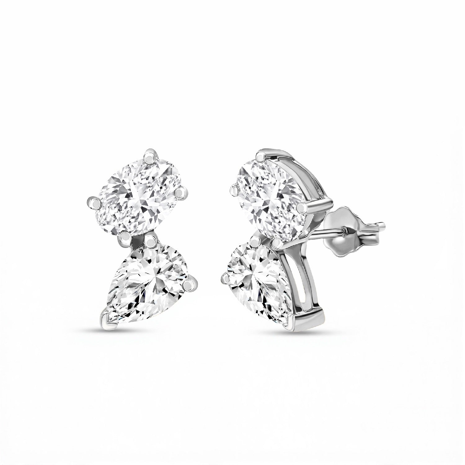 GrownńDiva 2.60 CTW "Toi et Moi" Lab Diamond Earrings | 18kt Gold Vermeil.