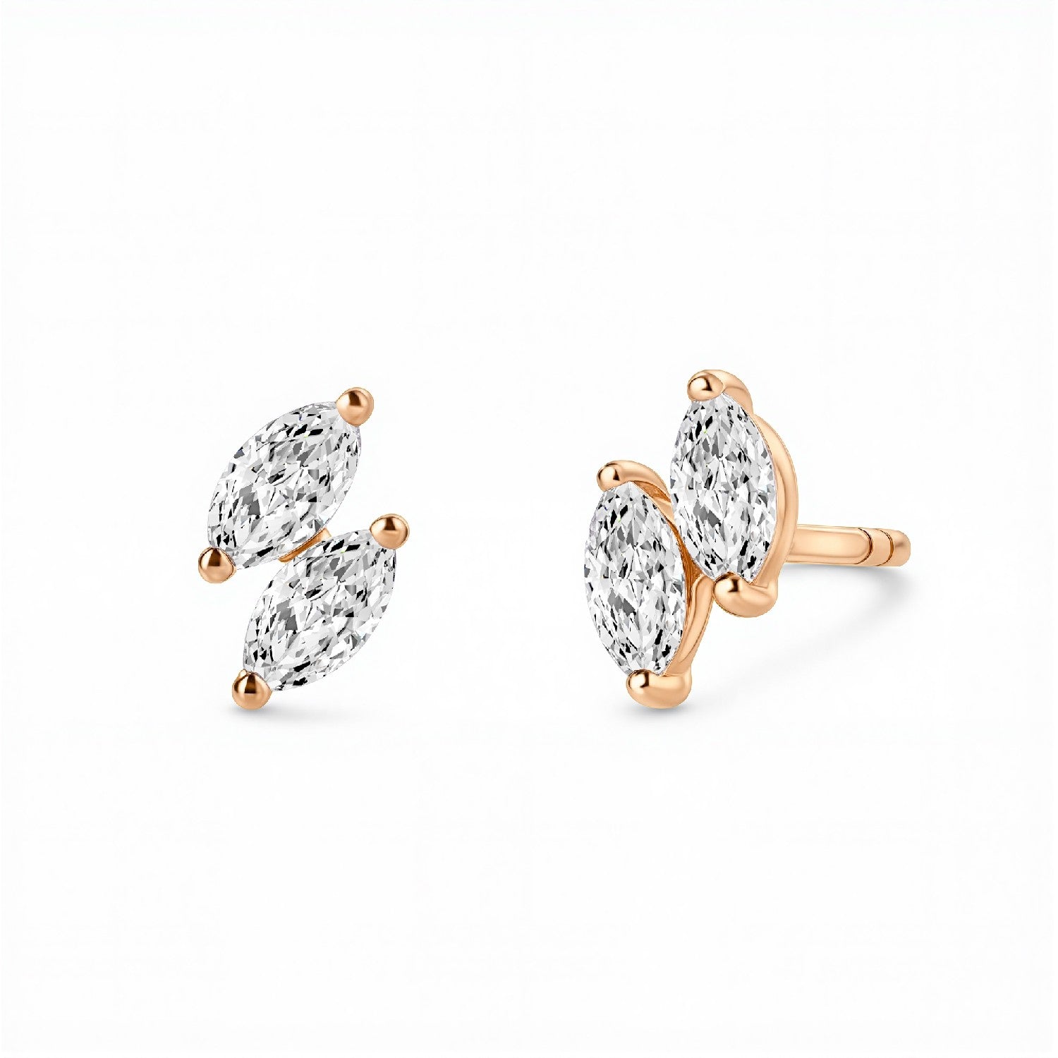 2.00 CTW Toi et Moi Lab Diamond Earrings | 18k Gold Vermeil | GrownńDiva