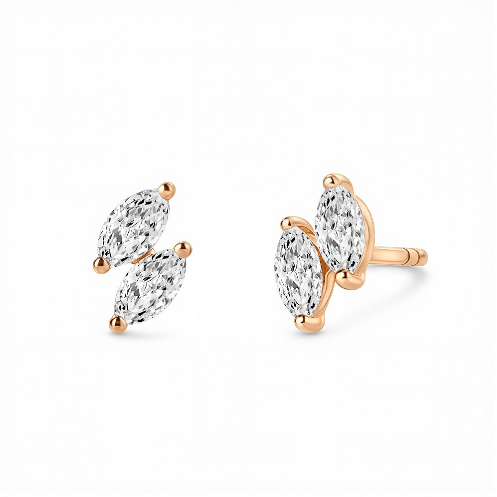 2.00 CTW Toi et Moi Lab Diamond Earrings | 18k Gold Vermeil | GrownńDiva