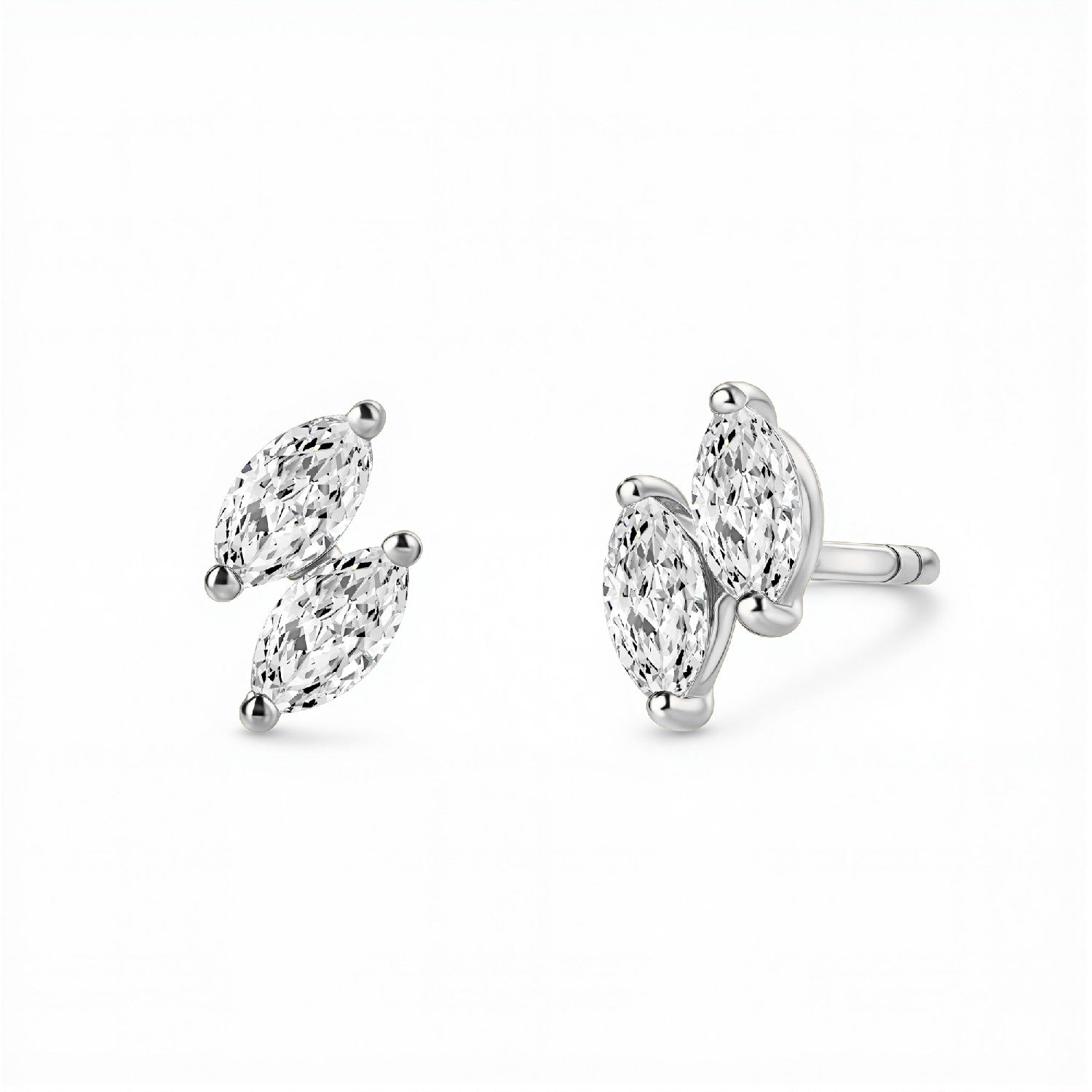 2.00 CTW Toi et Moi Lab Diamond Earrings | 18k Gold Vermeil | GrownńDiva