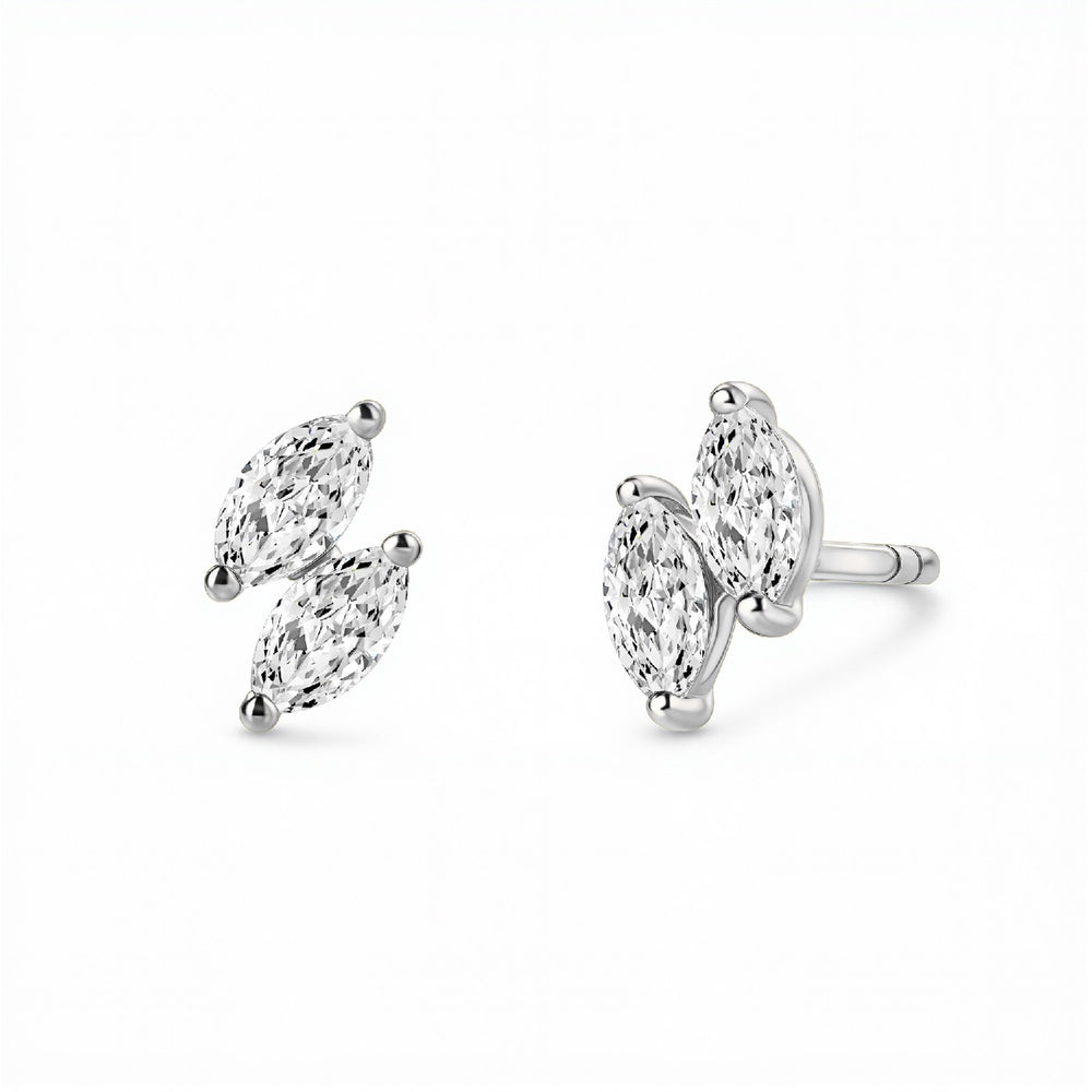 2.00 CTW Toi et Moi Lab Diamond Earrings | 18k Gold Vermeil | GrownńDiva
