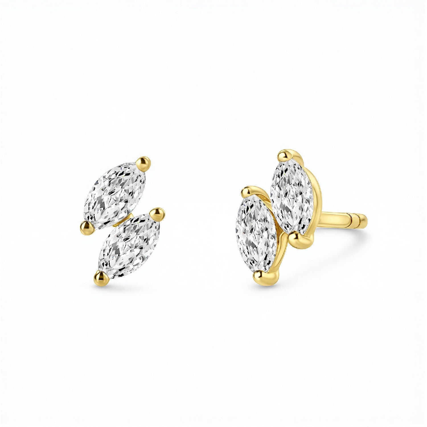 2.00 CTW Toi et Moi Lab Diamond Earrings | 18k Gold Vermeil | GrownńDiva