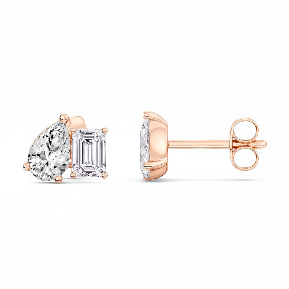 3.40 TCW Toi et Moi Lab-Grown Diamond Earrings | 925 Silver & 18k Gold Vermeil | GrownńDiva