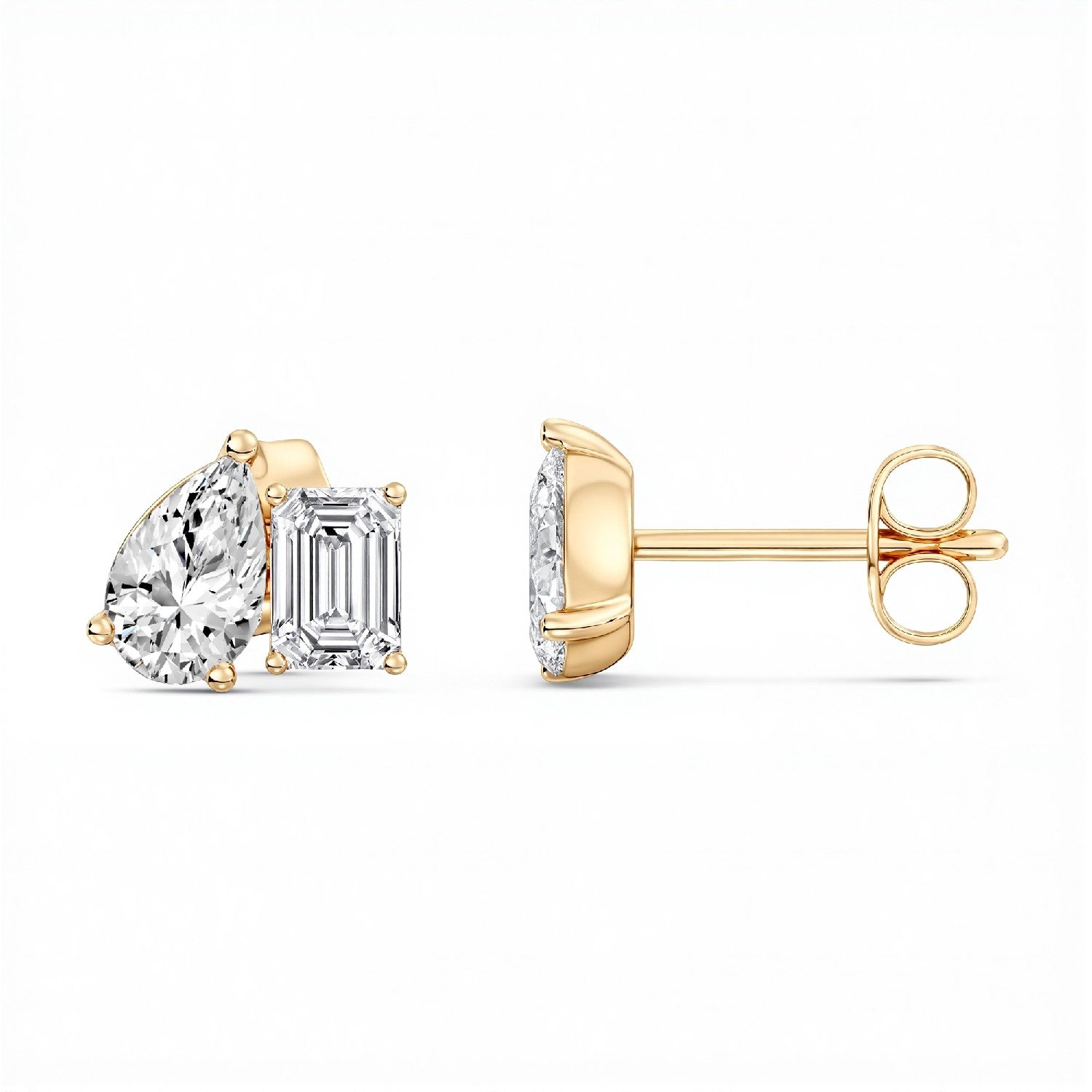3.40 TCW Toi et Moi Lab-Grown Diamond Earrings | 925 Silver & 18k Gold Vermeil | GrownńDiva