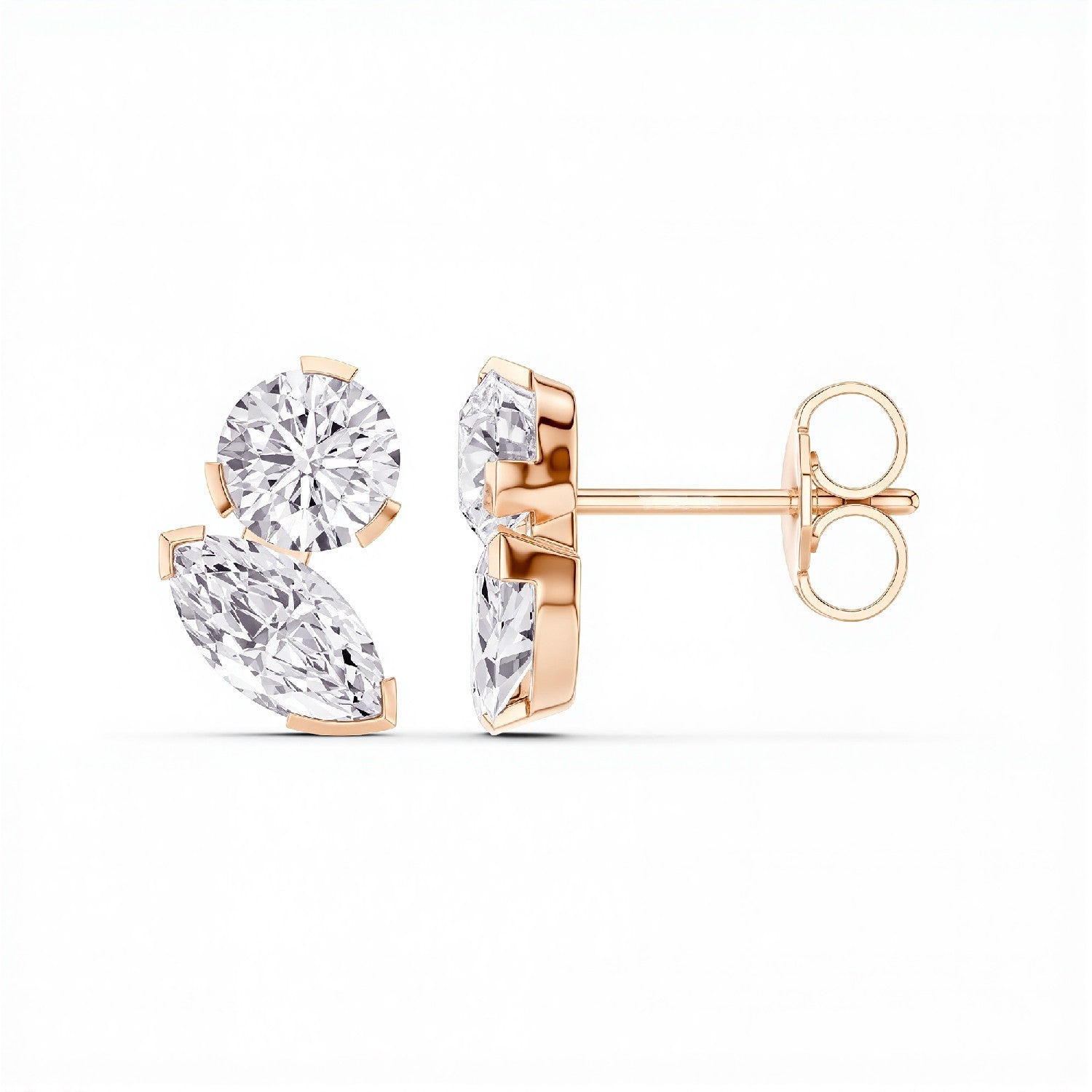 2.50 CTW Lab Diamond "Toi et Moi" Stud Earrings | 18k Gold Vermeil | GrownńDiva