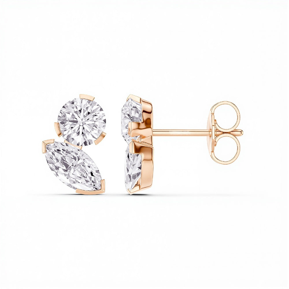 2.50 CTW Lab Diamond "Toi et Moi" Stud Earrings | 18k Gold Vermeil | GrownńDiva
