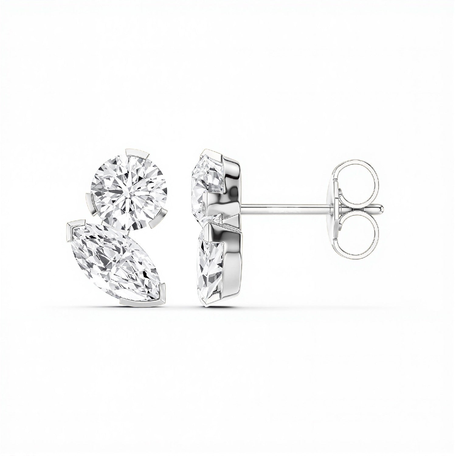 2.50 CTW Lab Diamond "Toi et Moi" Stud Earrings | 18k Gold Vermeil | GrownńDiva