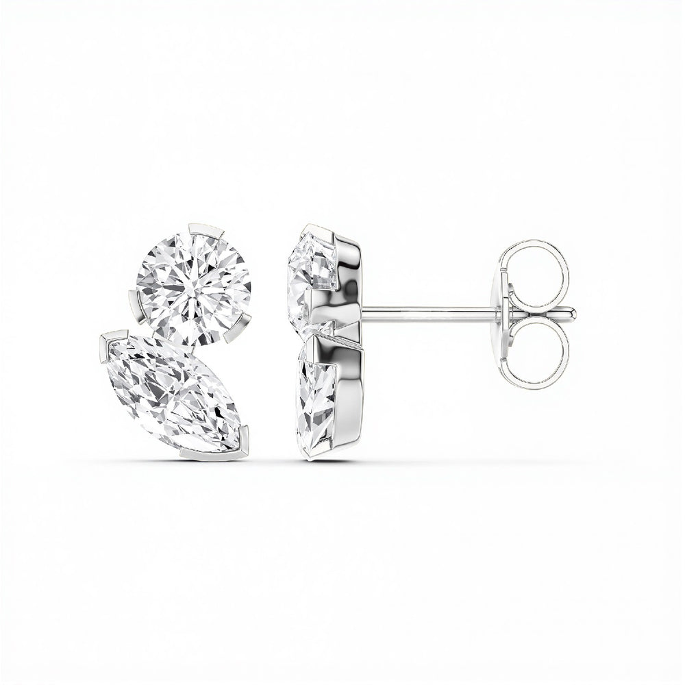 2.50 CTW Lab Diamond "Toi et Moi" Stud Earrings | 18k Gold Vermeil | GrownńDiva