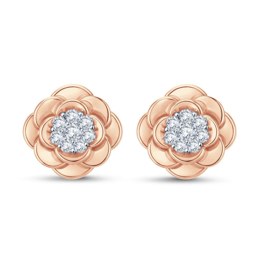 Petal Cluster Lab Diamond Earrings – 0.35 cts | 18KT Rose Gold Vermeil on Silver 925