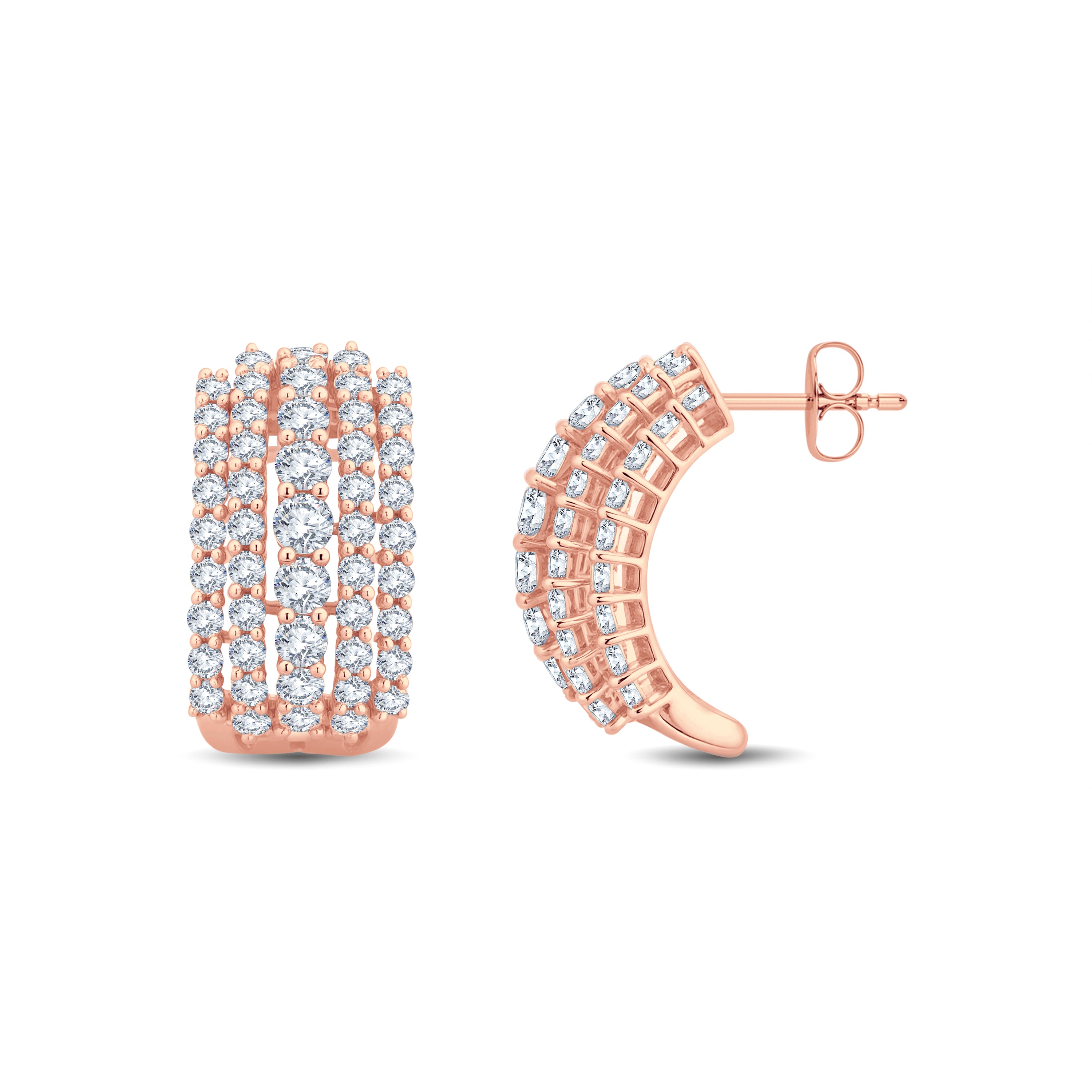 The Diamond Waterfall Studs with Lab diamonds | Pave Huggie-Style Earrings by GrownńDiva