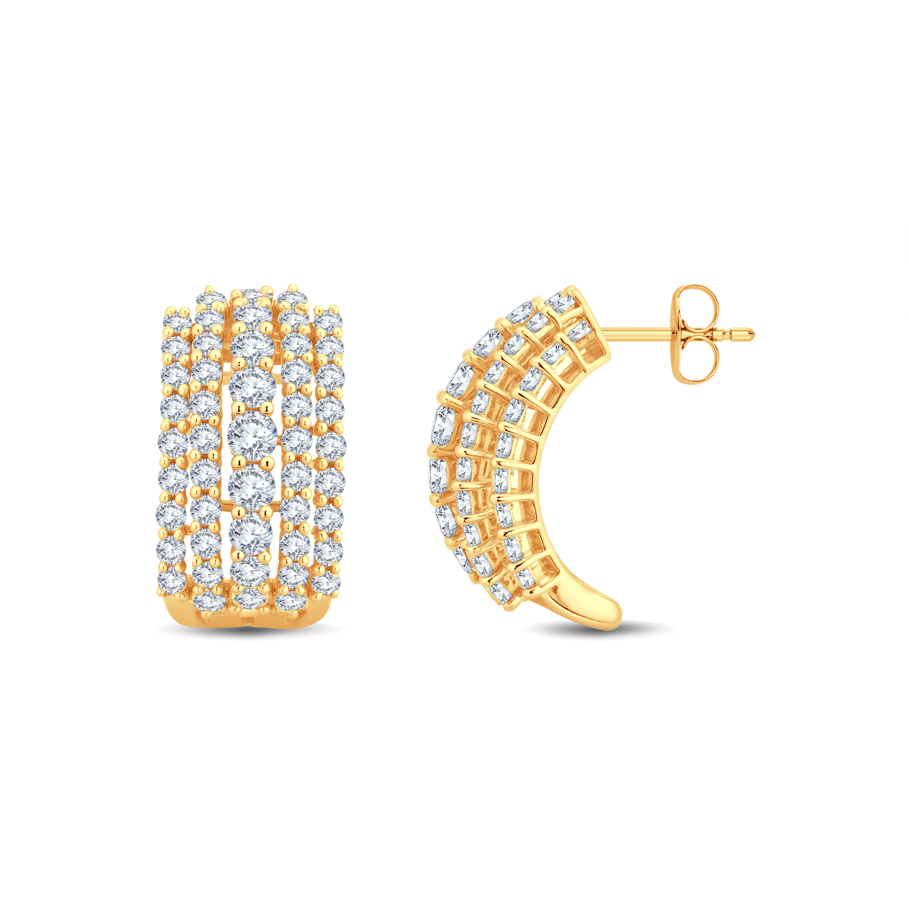 The Diamond Waterfall Studs with Lab diamonds | Pave Huggie-Style Earrings by GrownńDiva