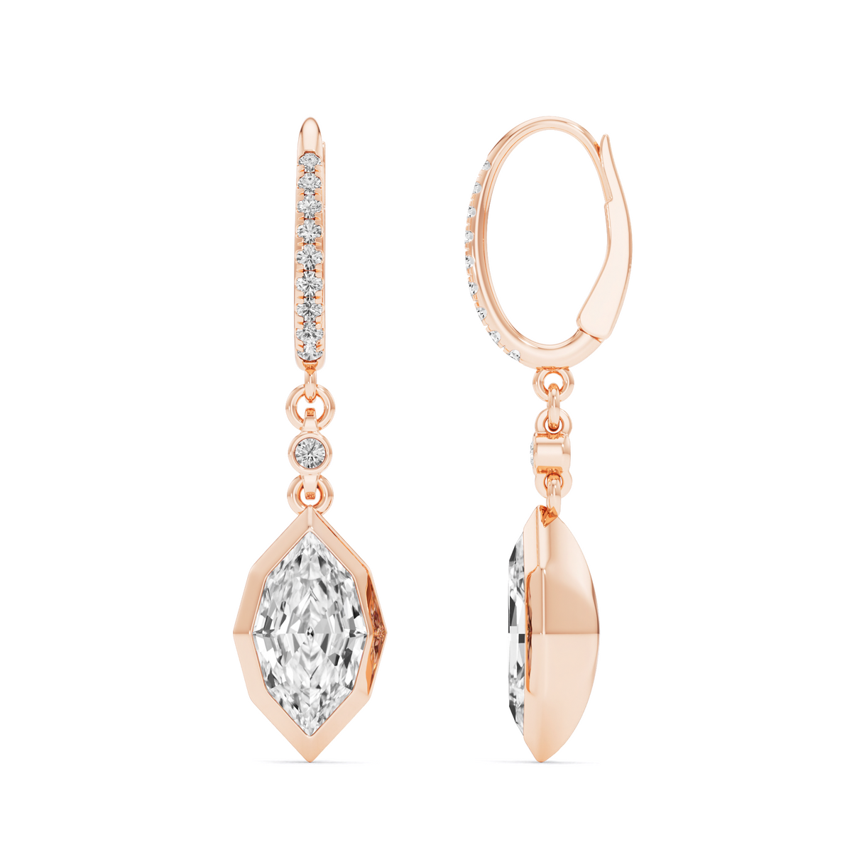 2.96 Carat Dutch Marquise Cut Lab-Grown Diamond Geometric Solitaire Drop Earrings – GrownńDiva