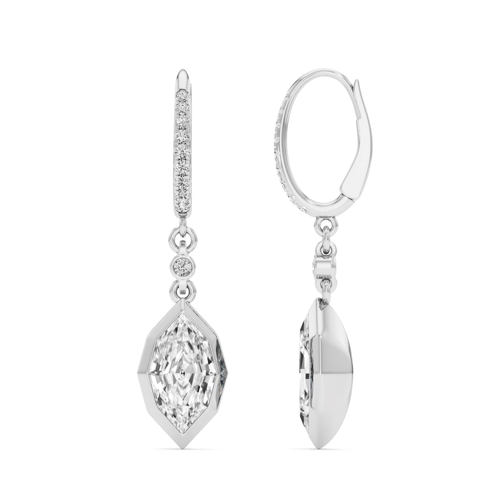 2.96 Carat Dutch Marquise Cut Lab-Grown Diamond Geometric Solitaire Drop Earrings – GrownńDiva