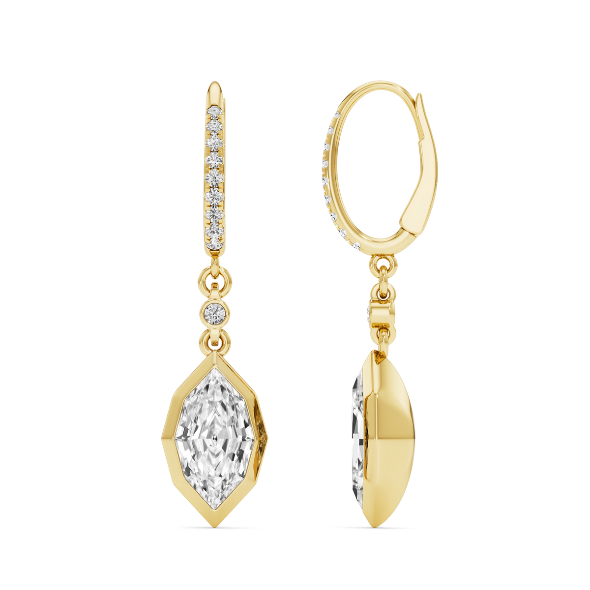 2.96 Carat Dutch Marquise Cut Lab-Grown Diamond Geometric Solitaire Drop Earrings – GrownńDiva