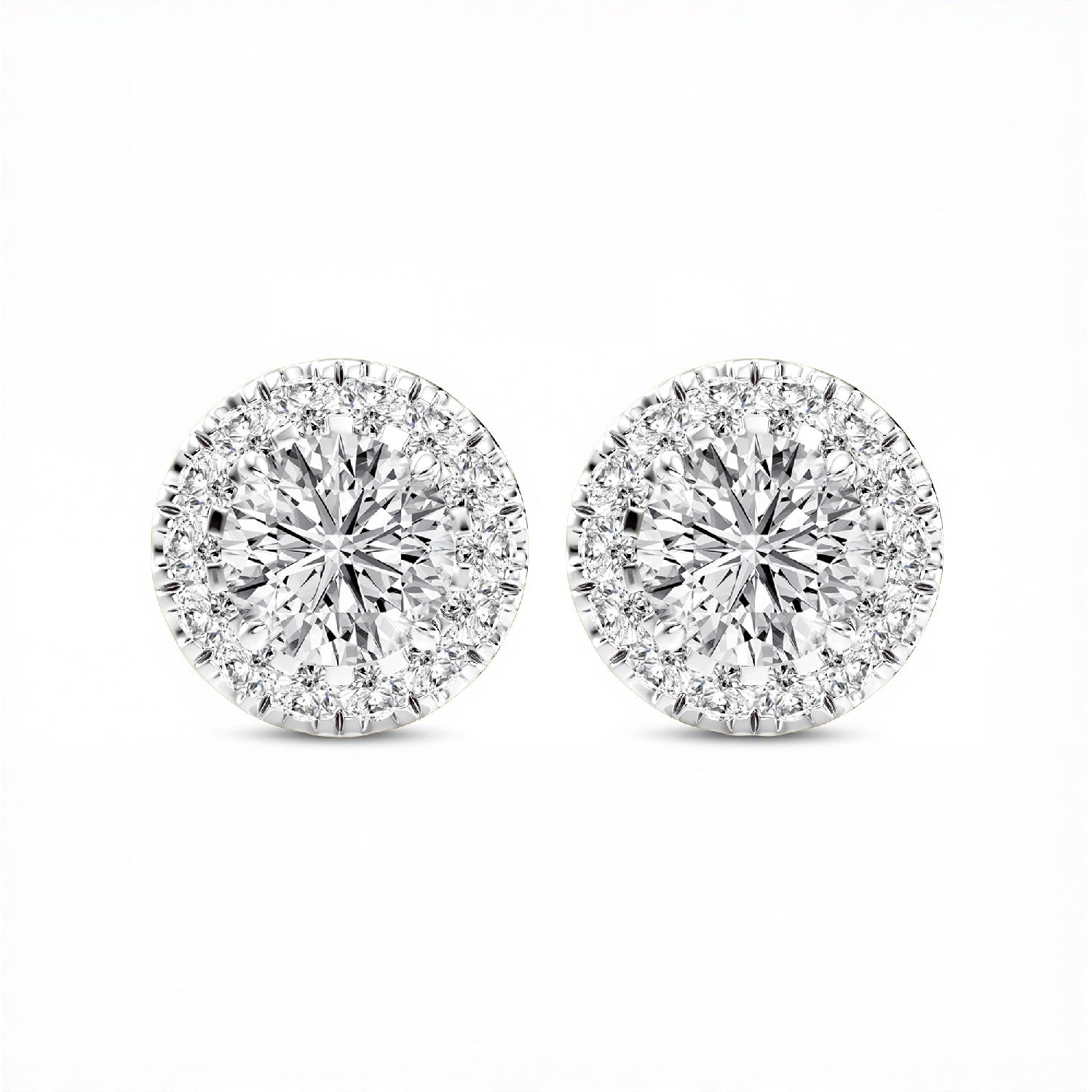 0.53 CTW Round Brilliant Lab-Grown Diamond Halo Stud Earrings in 925 Sterling Silver with 18kt Gold Vermeil.GrownnDiva