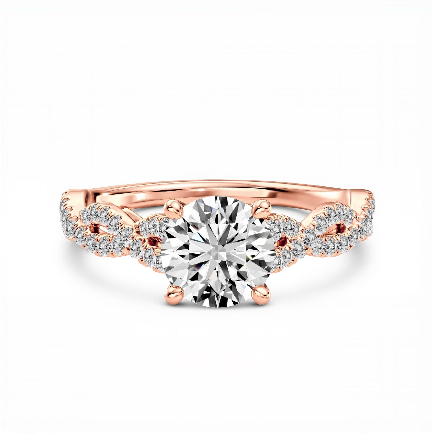 1.26 CT. T.W. Round Brilliant Cut Lab-Grown Diamond Twisted Solitaire Ring in 18kt Gold Vermeil.GrownńDiva