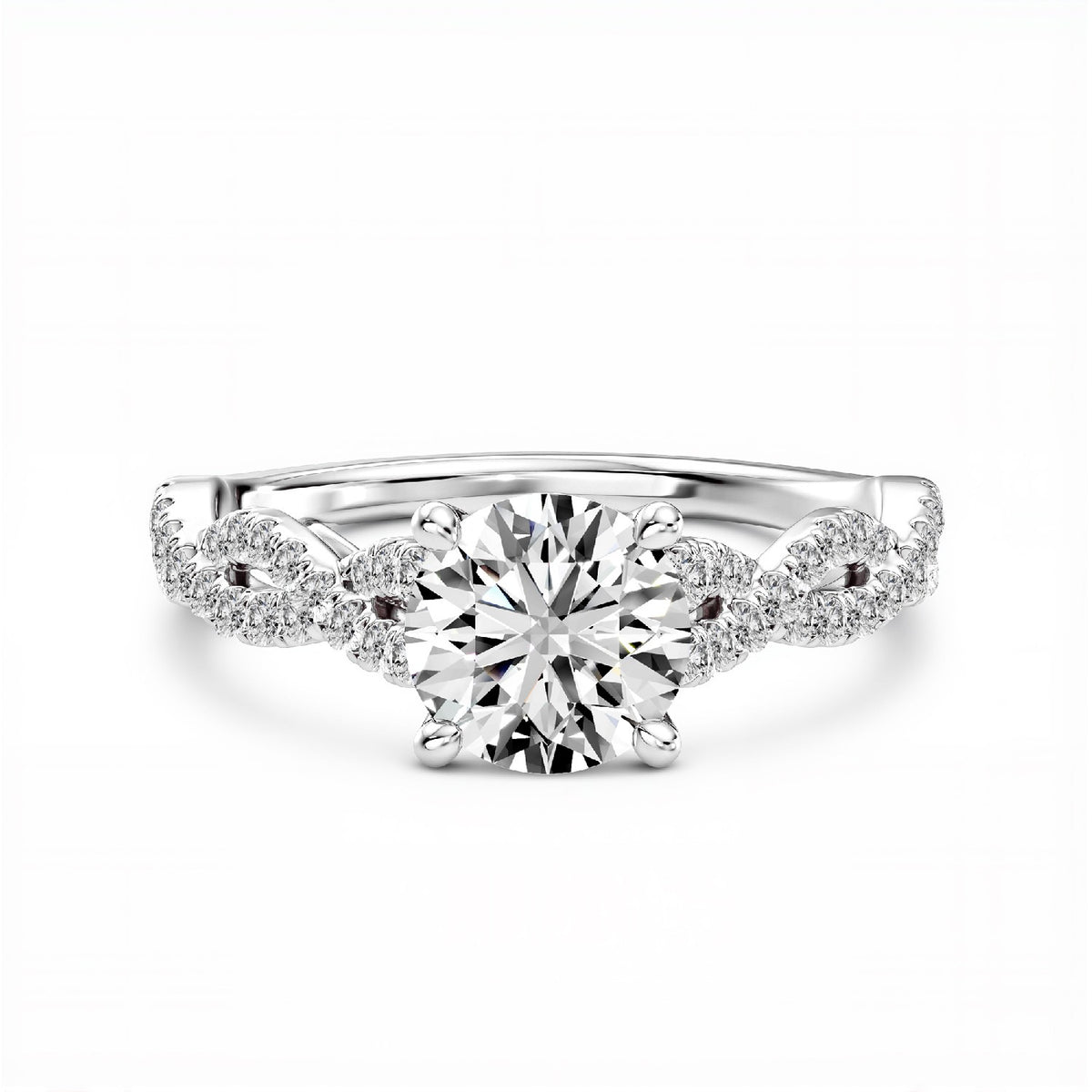 1.26 CT. T.W. Round Brilliant Cut Lab-Grown Diamond Twisted Solitaire Ring in 18kt Gold Vermeil.GrownnDiva