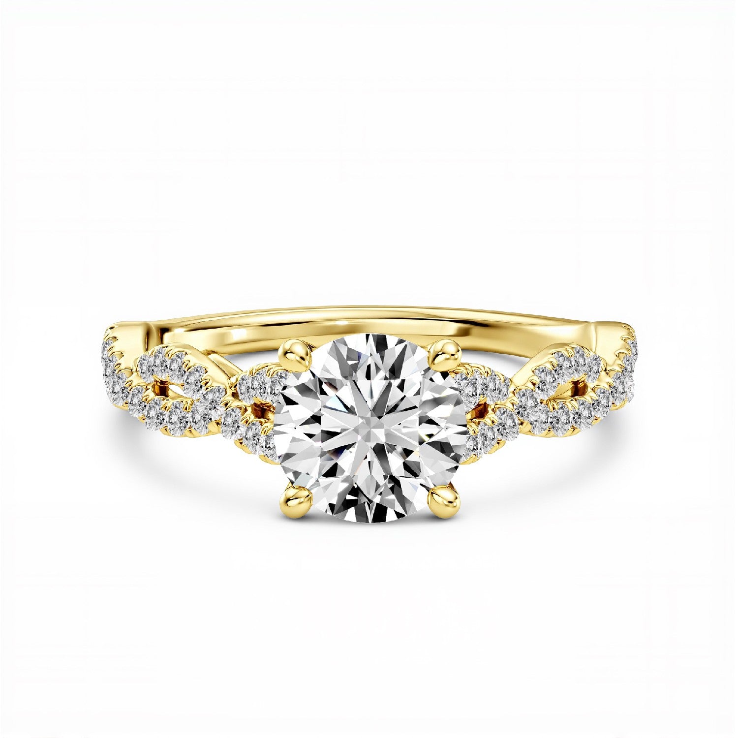 1.26 CT. T.W. Round Brilliant Cut Lab-Grown Diamond Twisted Solitaire Ring in 18kt Gold Vermeil.GrownńDiva