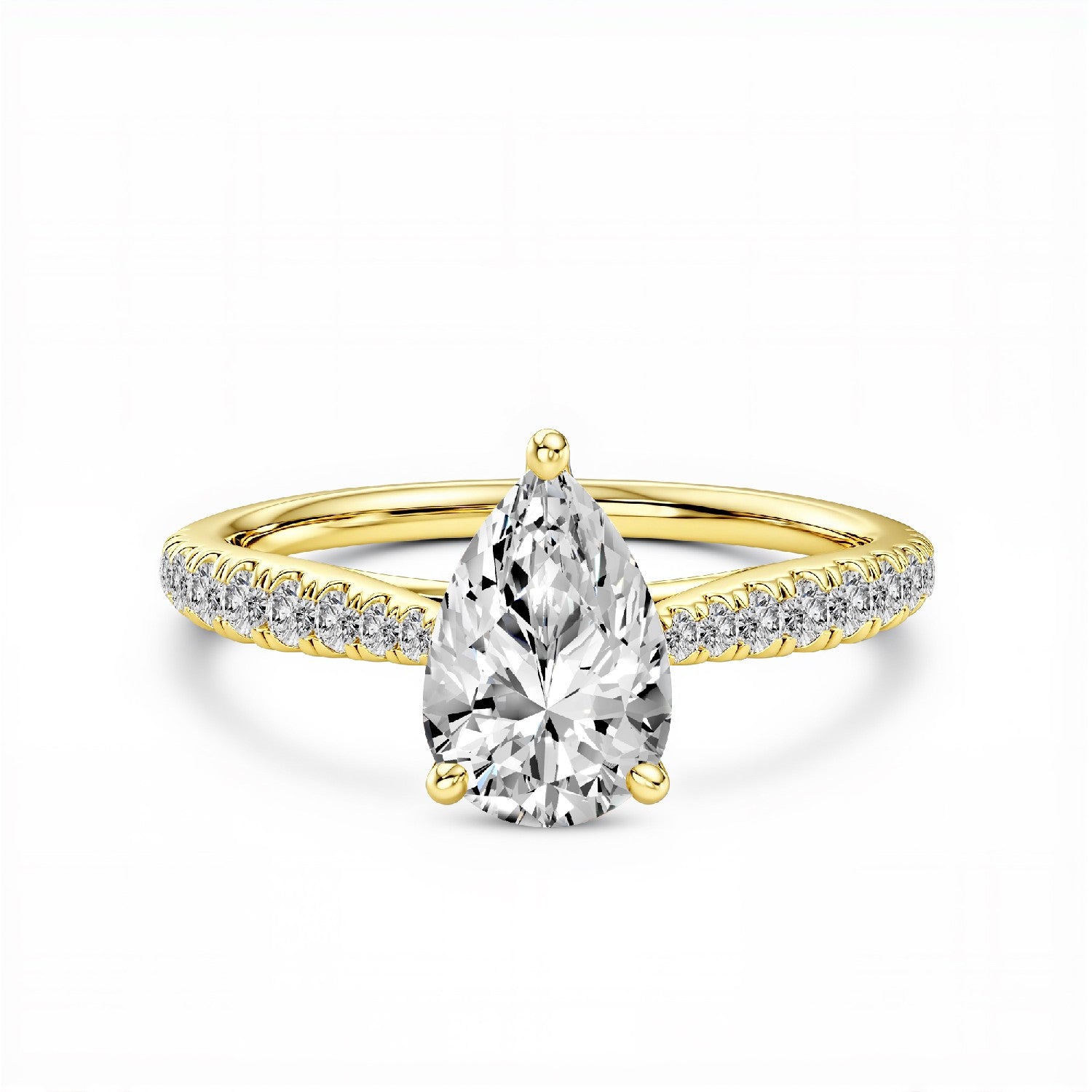 1.26 CT. T.W. Pear Cut Lab-Grown Diamond Solitaire Ring in 18kt Gold Vermeil by GrownńDiva