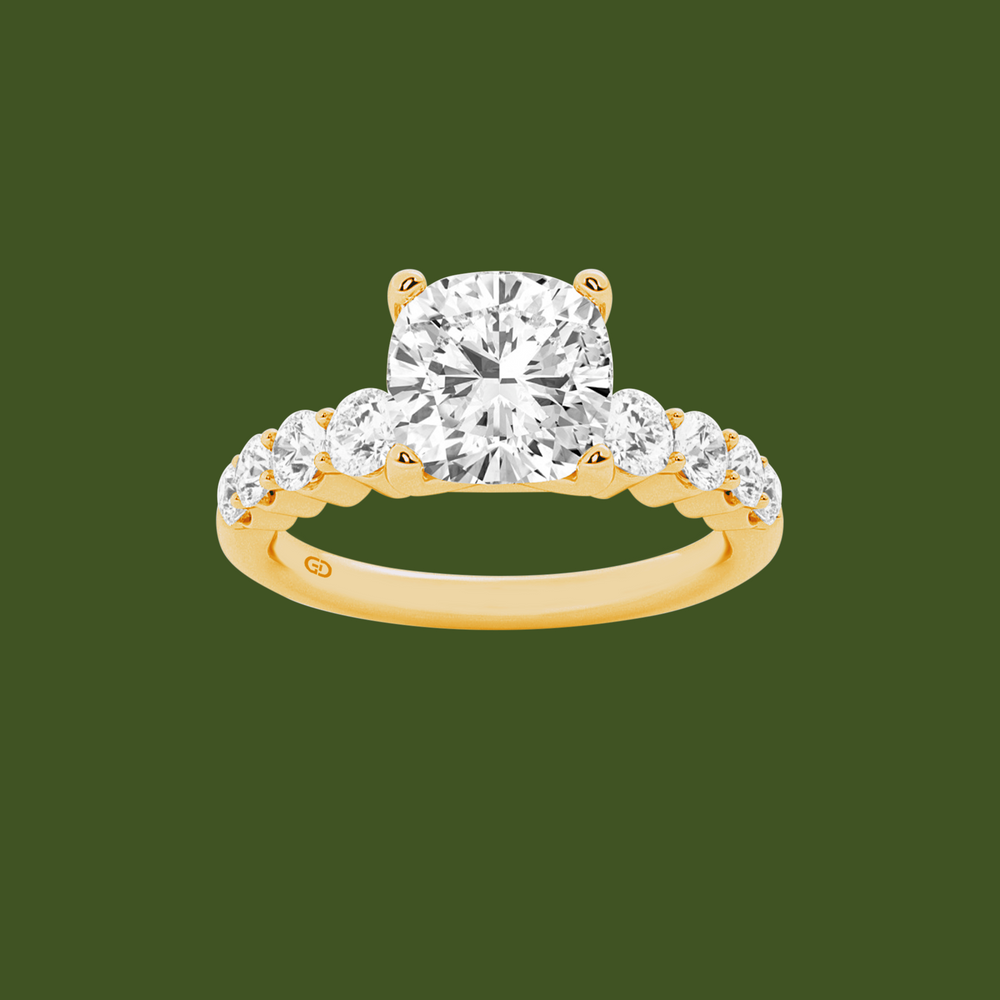 Celestial Grace Cushion Cut Solitaires - Ring 10kt Gold