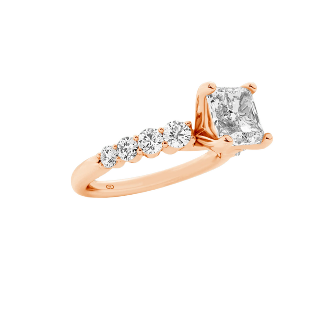 Lab Grown Diamond Celestial Grace Assher Cut Solitaires Ring 10kt Gold