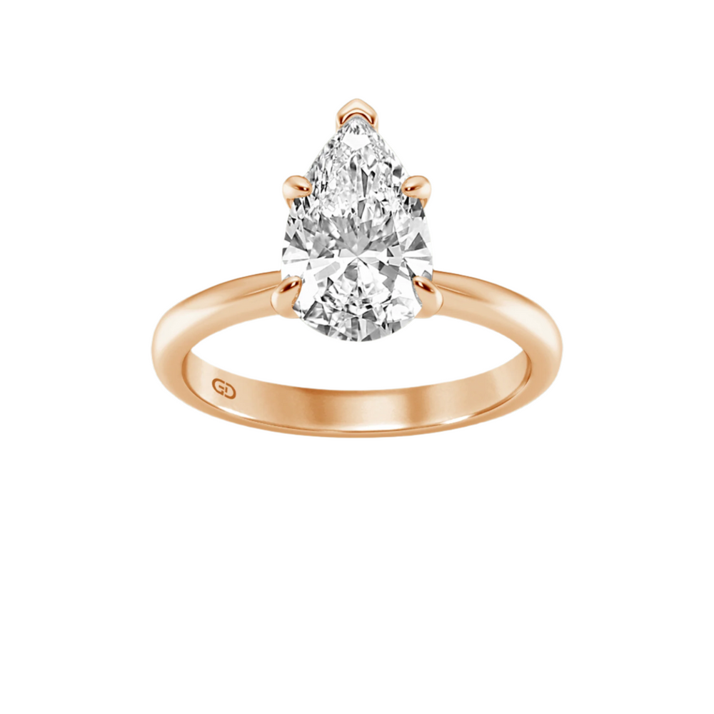 Gleaming Edge Solitaires Pear Cut - 2. 00 cts Ring in 10kt Gold