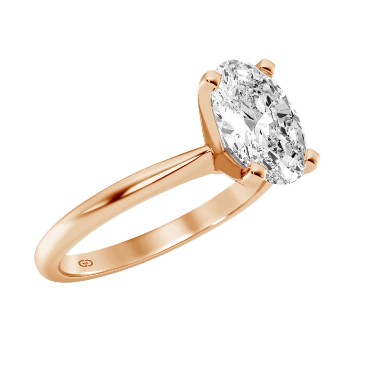 Gleaming Edge Oval Cut Diamond  in Silver 925 Ring with Gold Vermeil